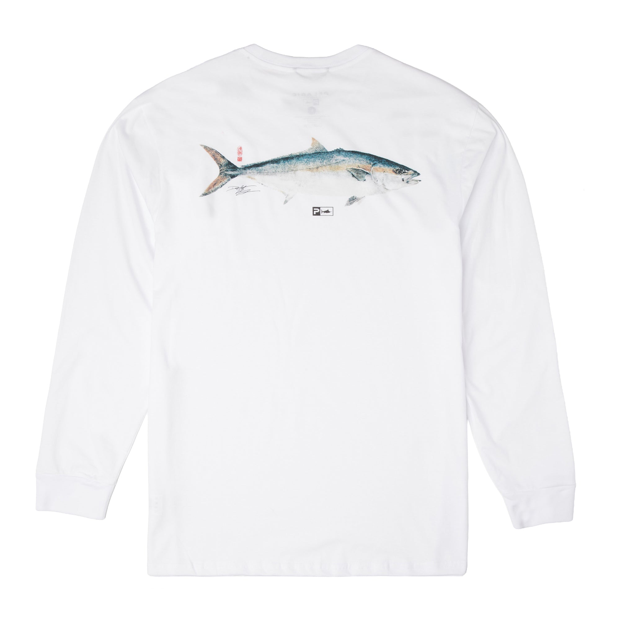 Pelagic DH Yellowtail LS t-shirt bianca cotone