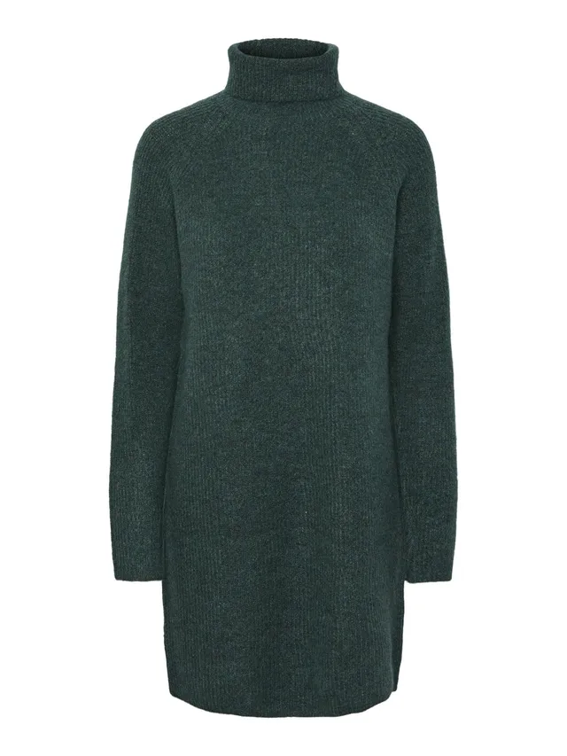 Pieces Pcellen abito maglia trekking green dritto maniche lunghe
