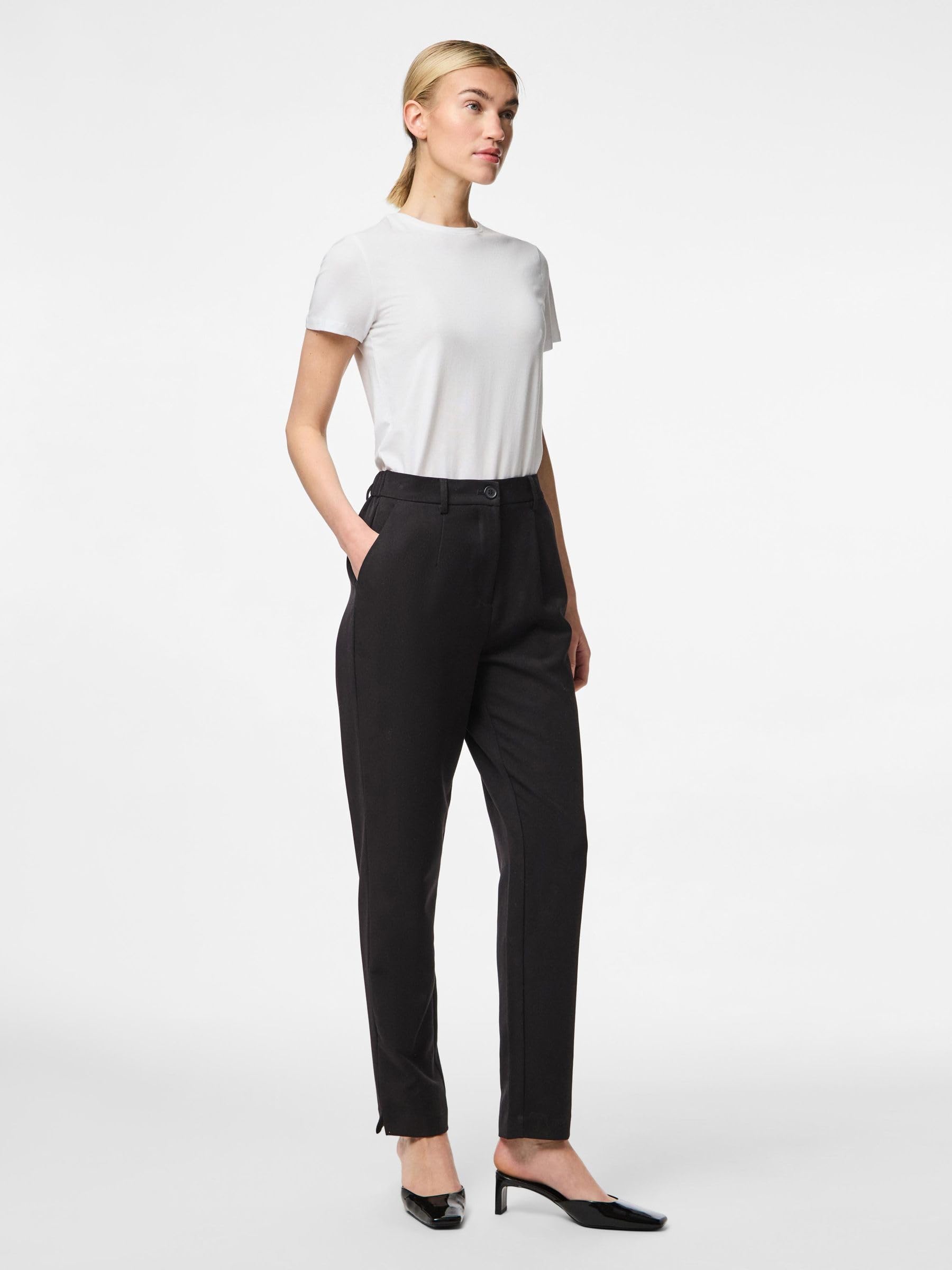 Pieces Pckamil HW pantaloni neri taglia 36 vita alta