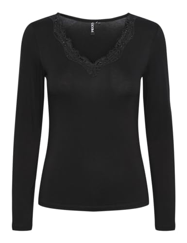 Pieces Pcbarbera LS Lace Top Noos BC maglia pizzo