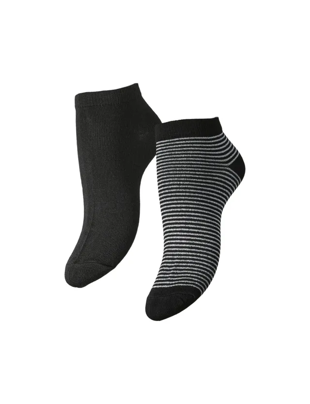 Pieces Pclaura Ankle Socks calze glitter nere 2 pezzi uso quotidiano