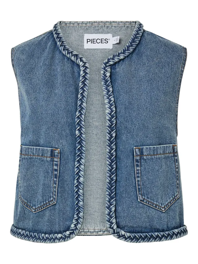 Pieces Pcbell Cropped Denim Vest gilet S cropped