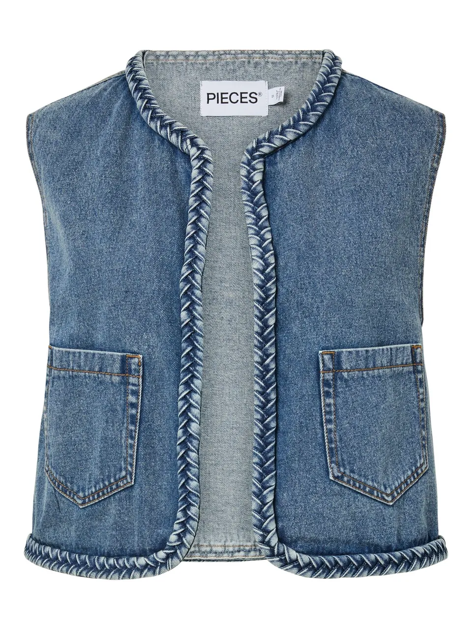 Pieces Pcbell Cropped Denim Vest gilet S cropped
