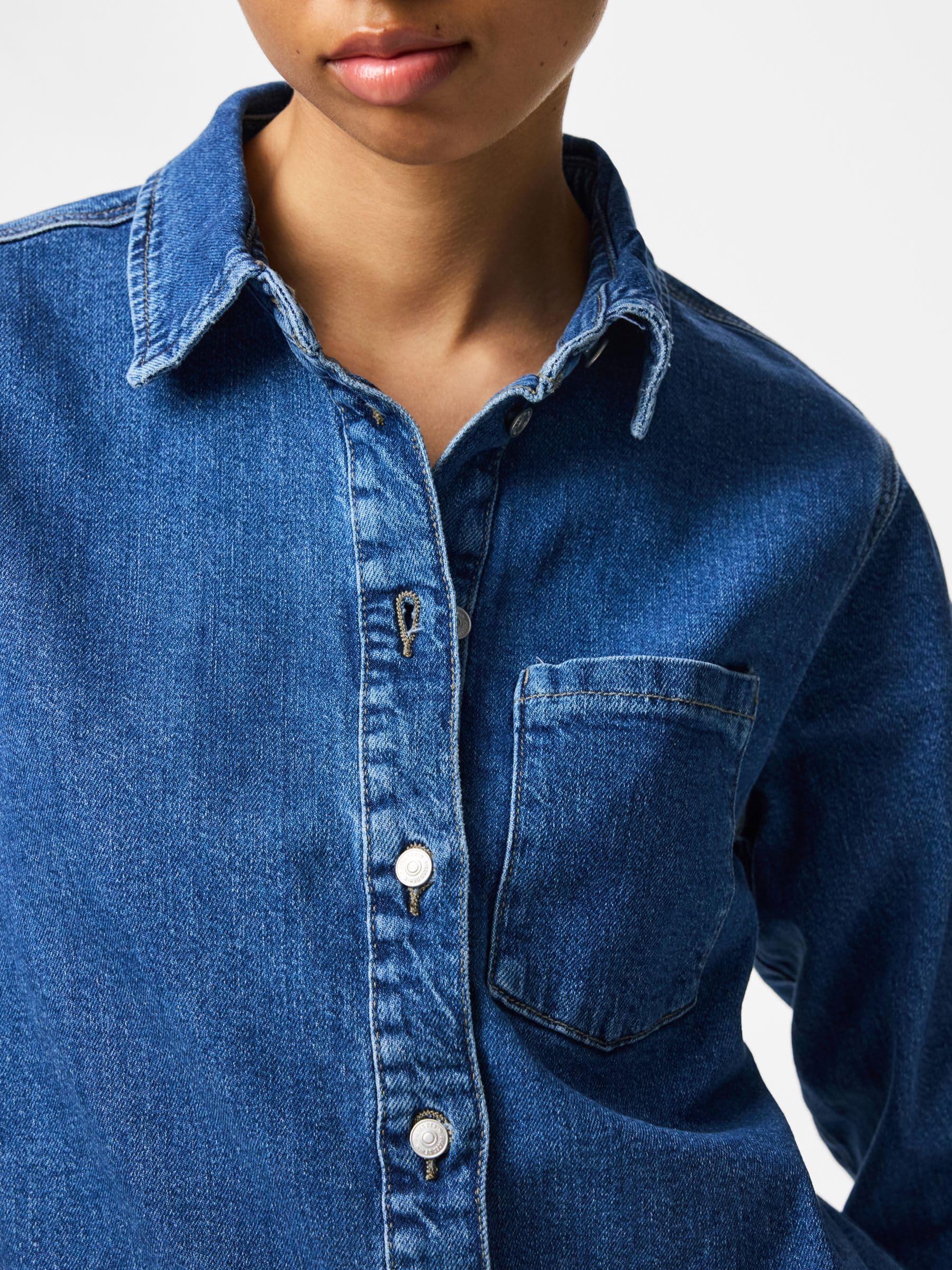 Pieces Pcsilke LS Denim Shirt camicia denim manica lunga