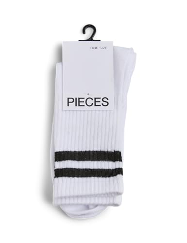 Pieces Pccally Noos calzini donna bianco a righe unica