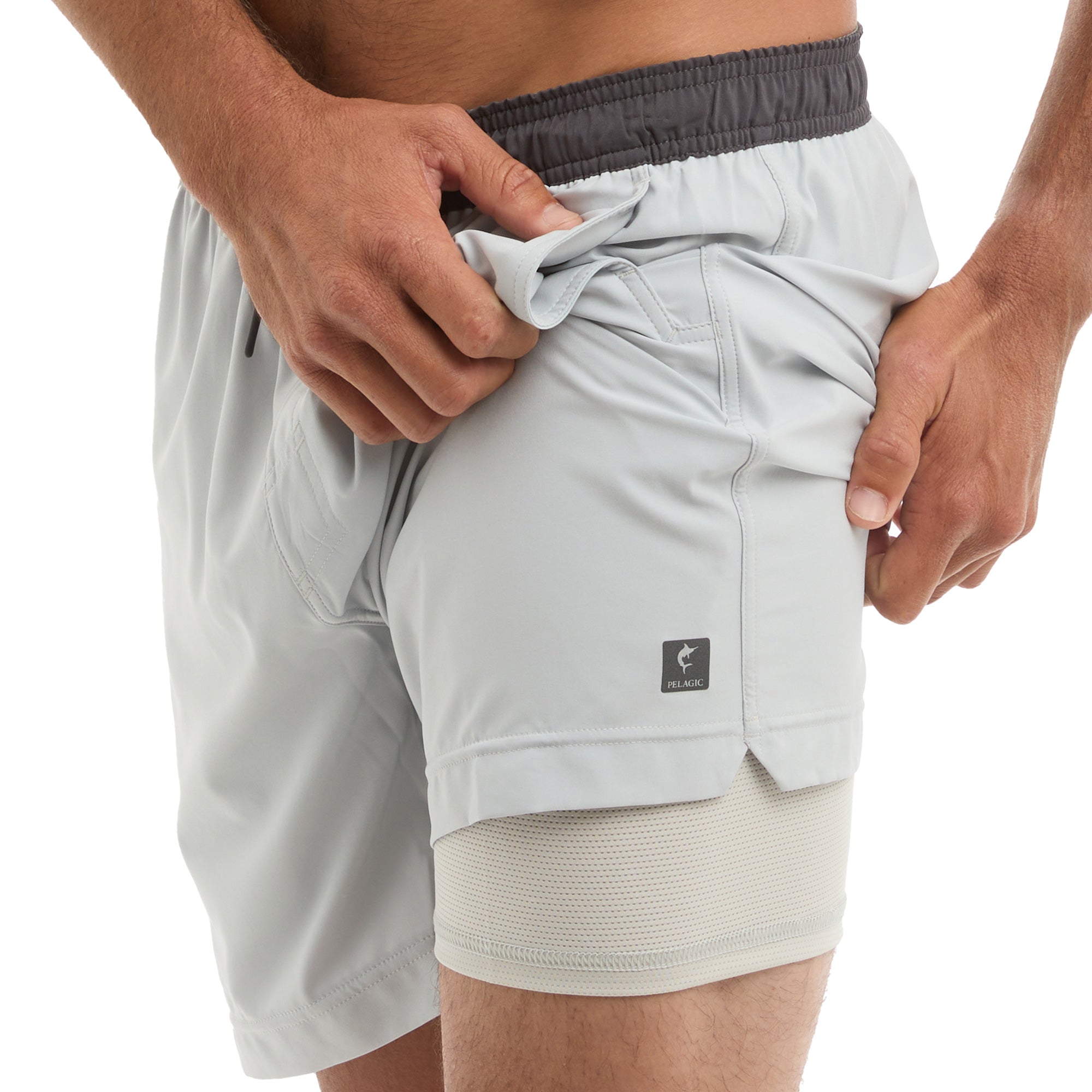 Pelagic Leiday pantaloncini grigio chiaro elasticizzati