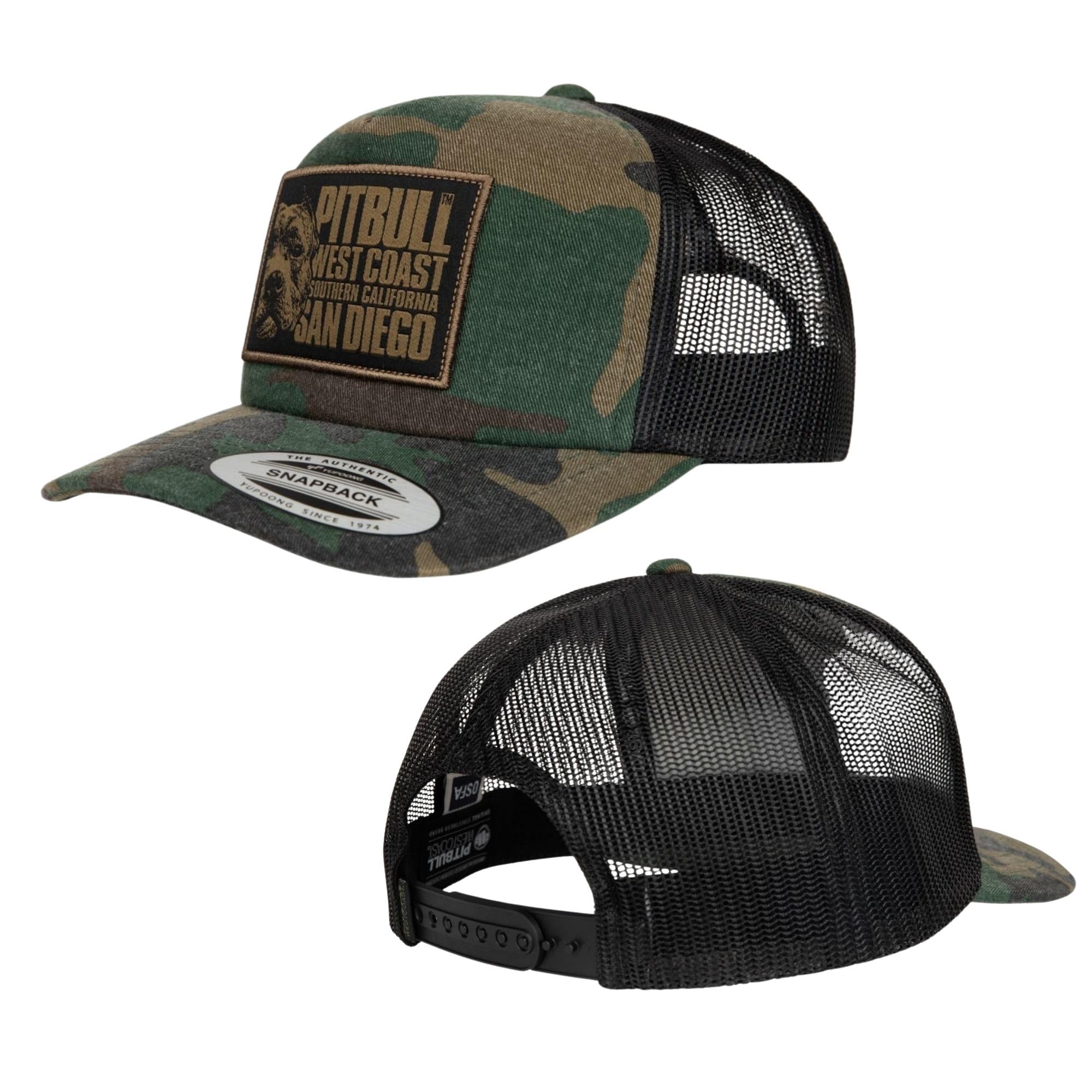 Pitbull Blood Dog cappellino snapback trucker mimetico moro