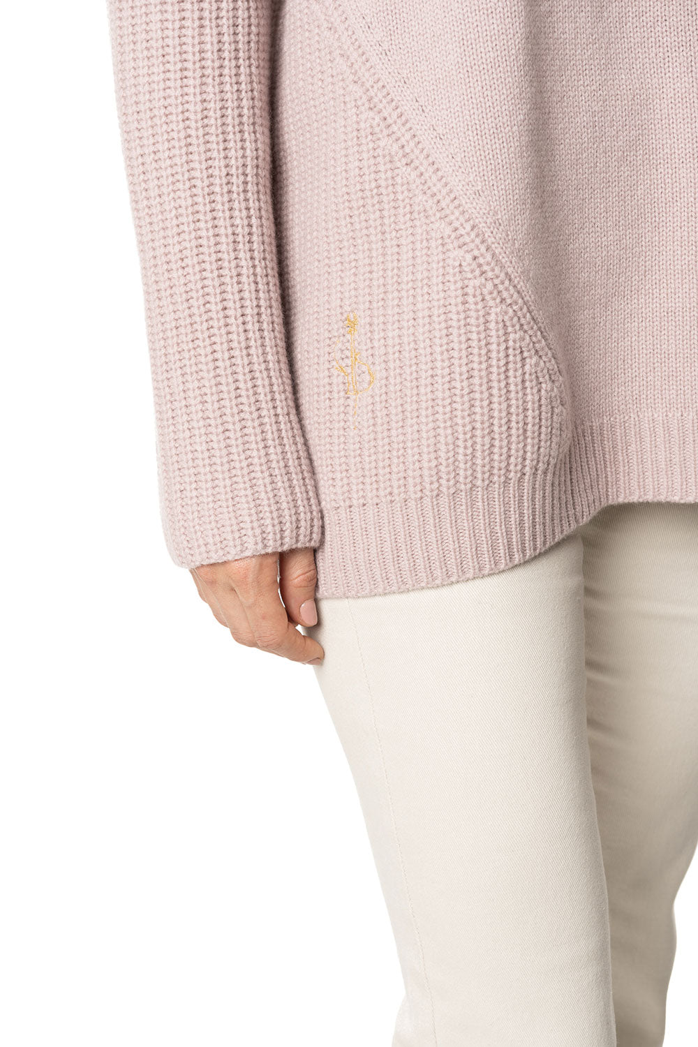 Vittoria Paci girocollo cashmere donna cipria asimmetrico