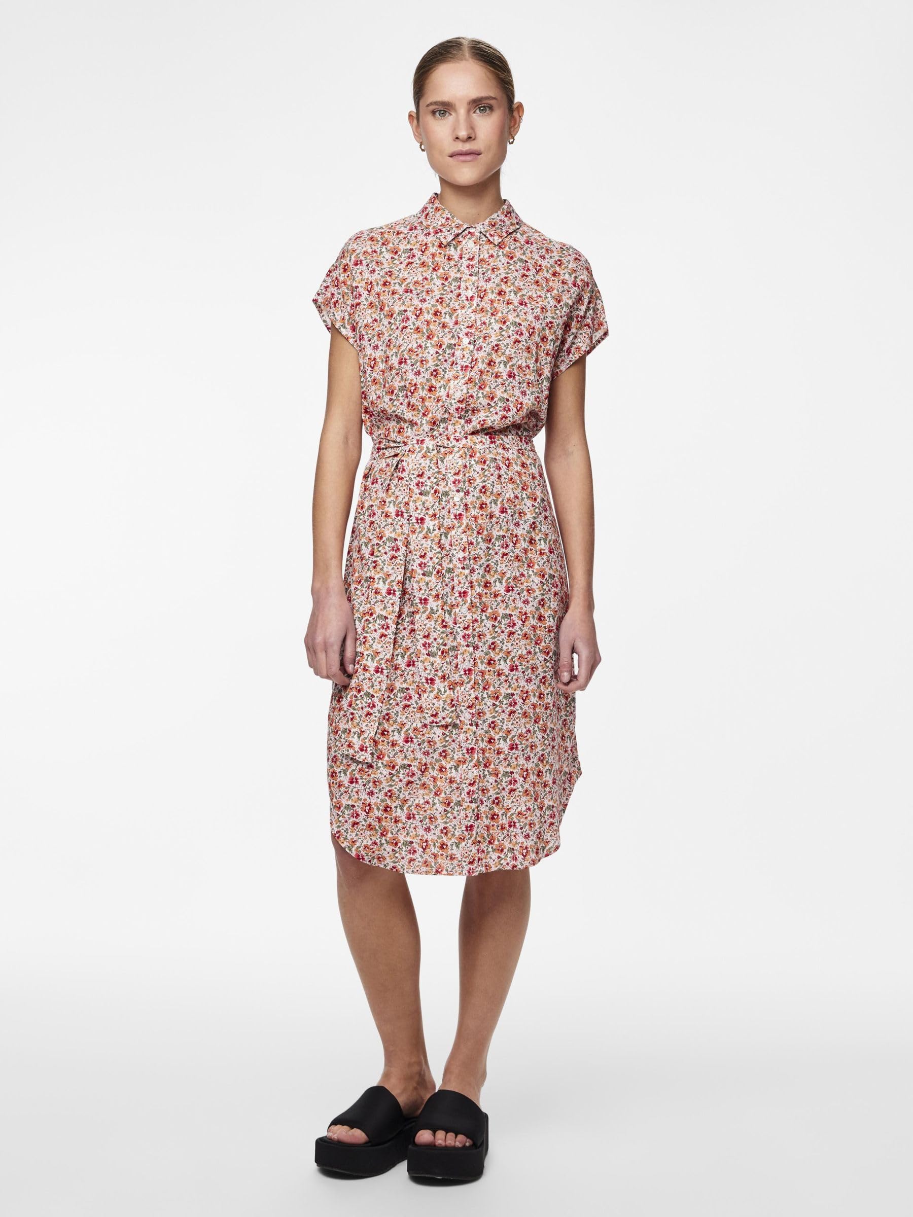 Pieces Pcnya abito camicia donna fiori Cloud Dancer