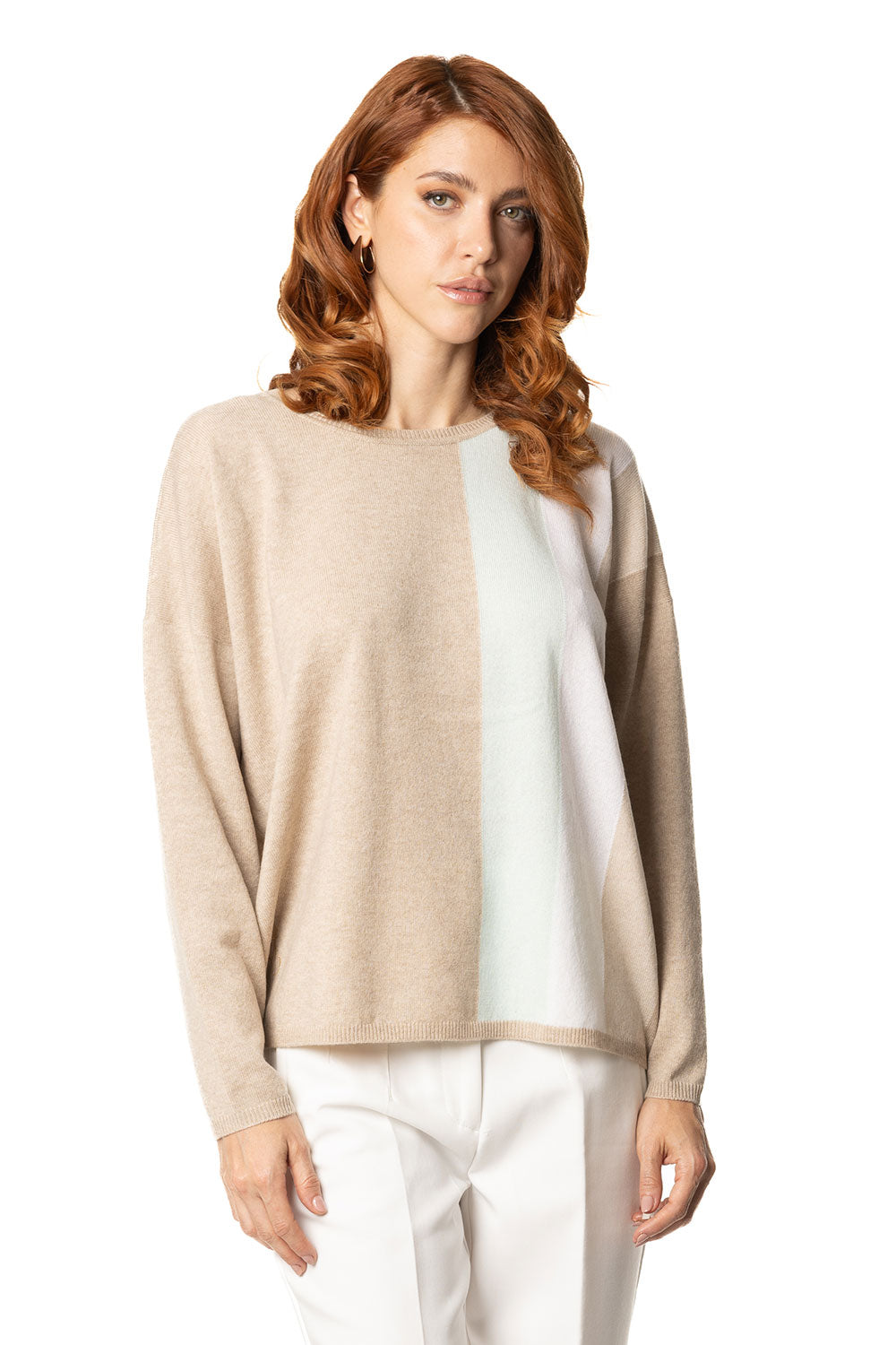 Vittoria Paci Girocollo Cashmere Beige Panna Donna