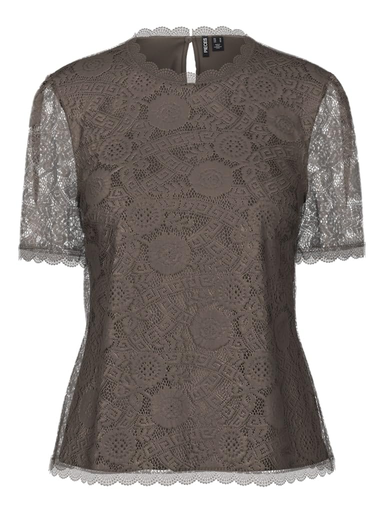 Pieces Pcolline SS Lace Top camicia pizzo maniche corte