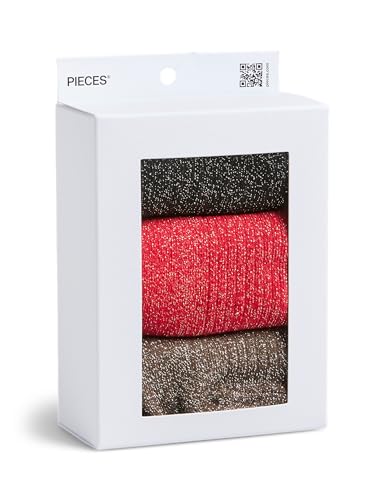 PIECES Pcsebby Xmas Frill Sock Calzini Donna 3 Pezzi