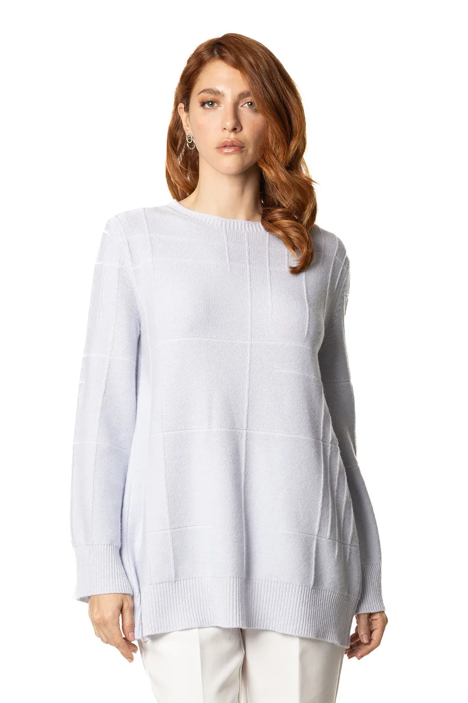 Vittoria Paci collo a barca azzurro donna in cashmere