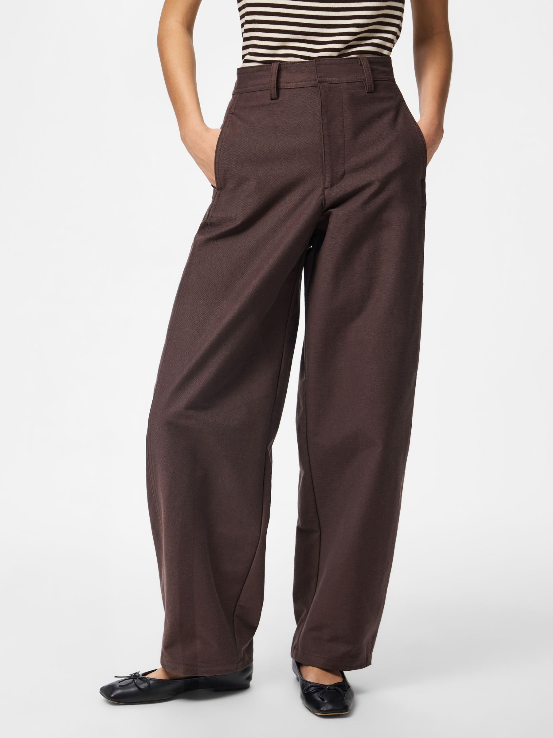 Pieces Pcrikke HW Barrel pantaloni donna hot fudge jersey