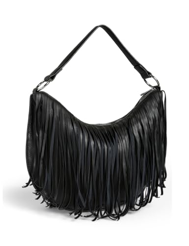 Pieces Pcpinna Fringes borsa tracolla nera cotone