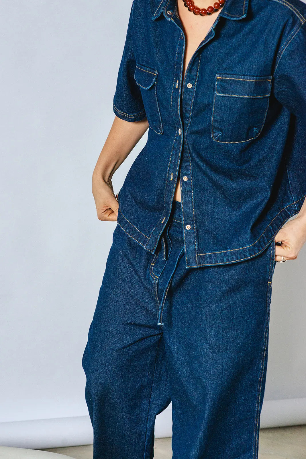 el.residu Isa #2 camicia denim blu 100% cotone