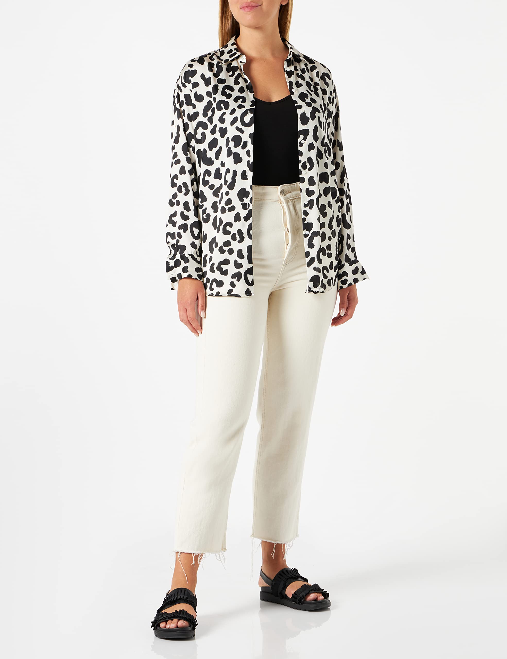 Pieces Pcsirene Canotta Donna L Bianco in cotone elasticizzato