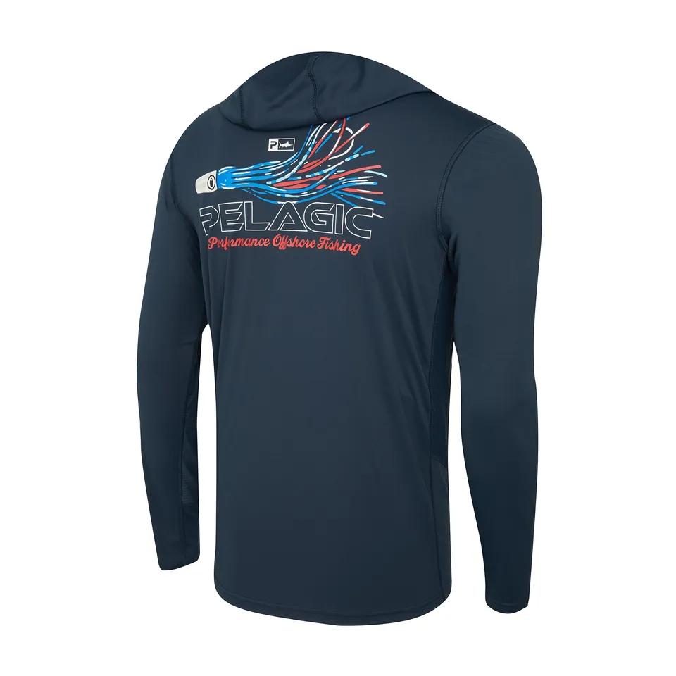 Pelagic Vaportek Short Corner maglia pesca blu navy UPF 50+