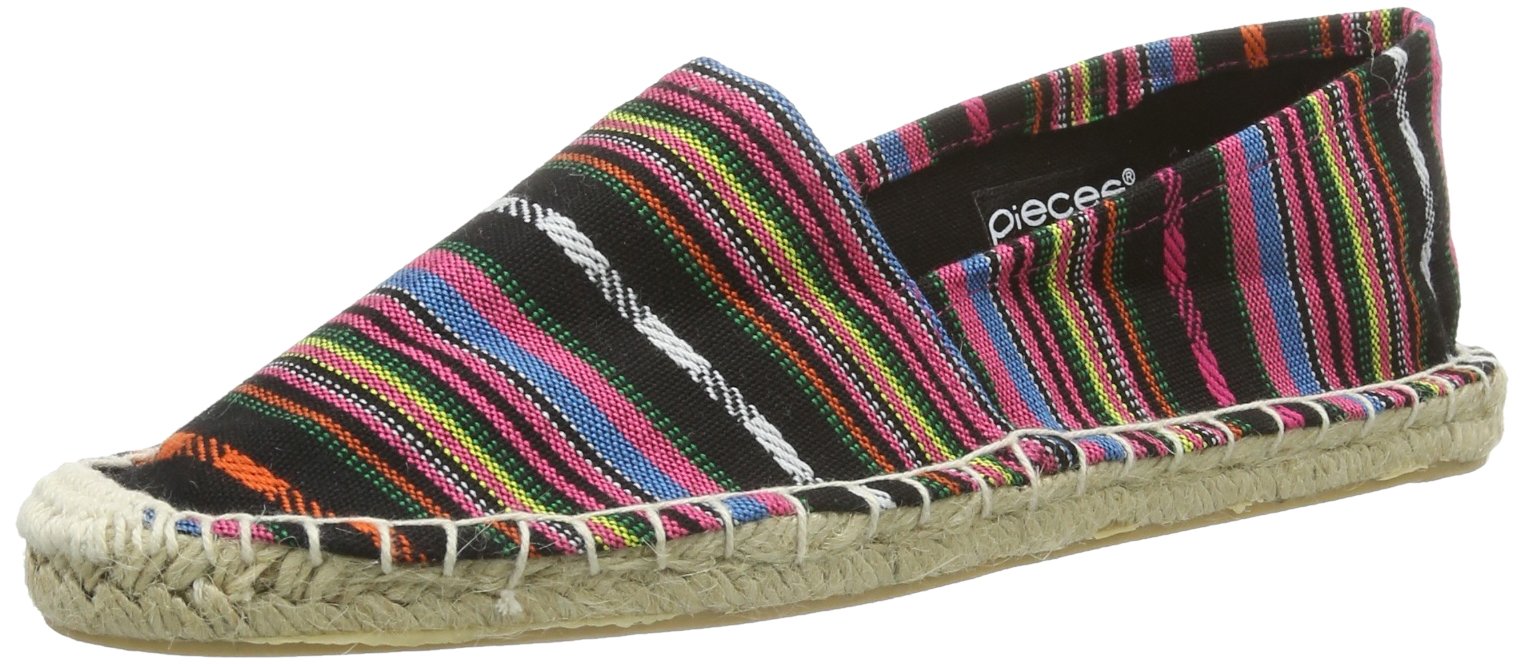 Pieces Haisha espadrillas donna basse nere tribale