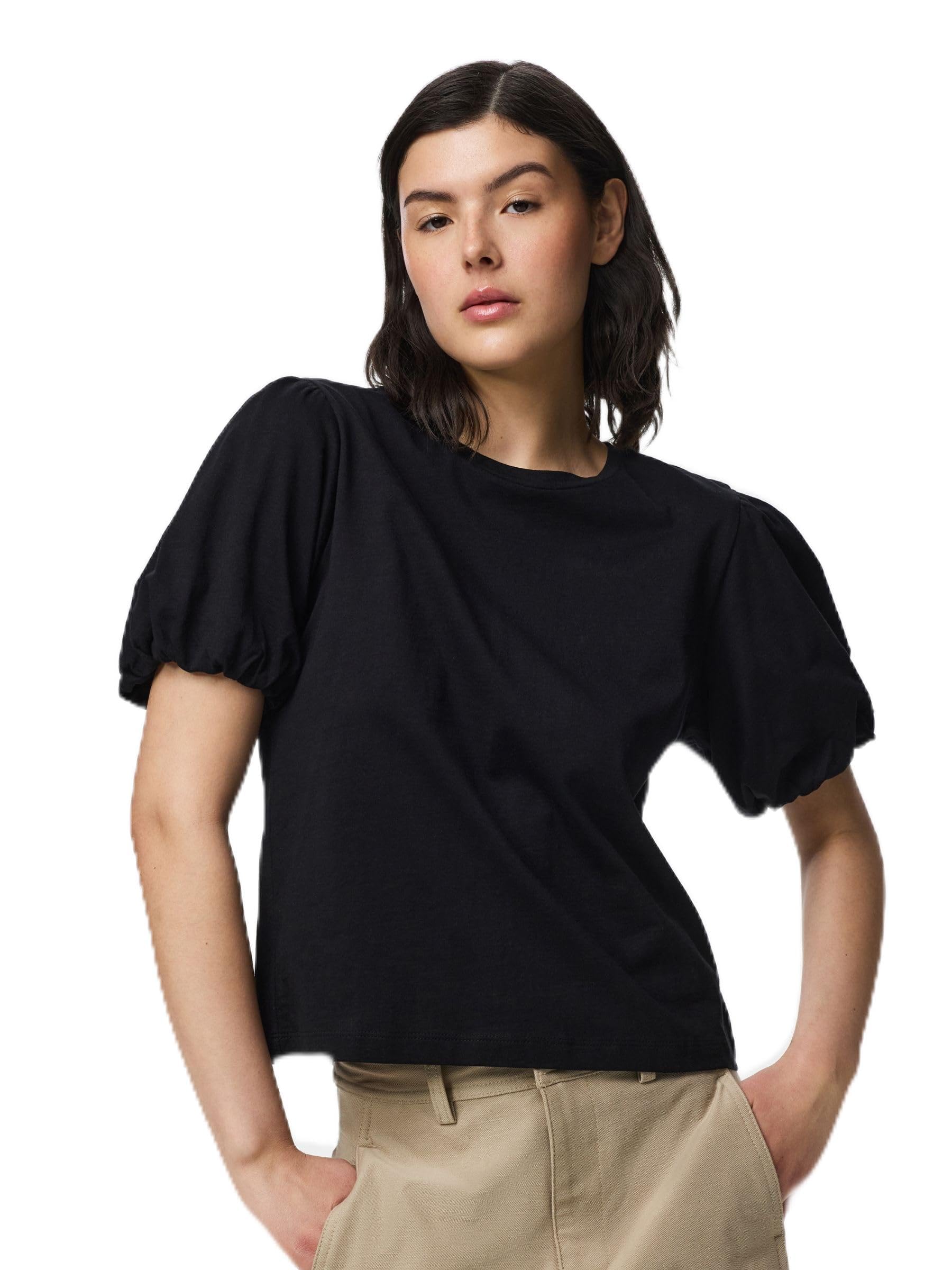 Pieces Pcpernilla SS Puff T-shirt donna jersey maniche a sbuffo