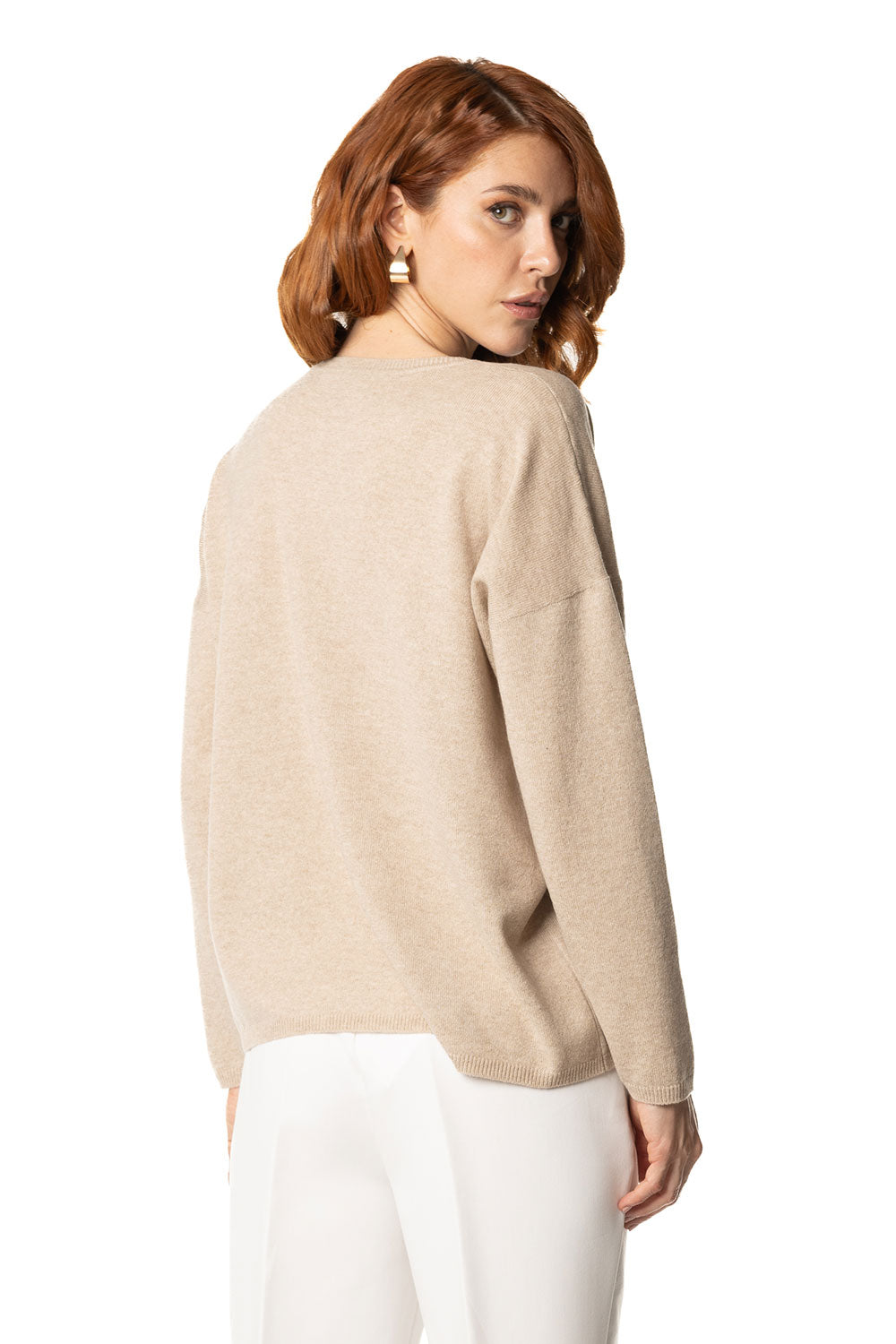 Vittoria Paci Girocollo Cashmere Beige Panna Donna