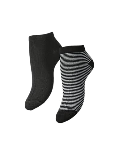 Pieces Pclaura Ankle Socks calze glitter nere 2 pezzi uso quotidiano