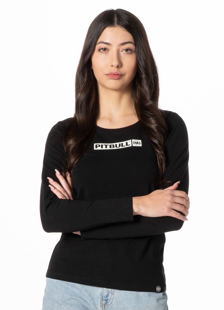 Pitbull Maglia Donna Manica Lunga Nera Cotone Girocollo