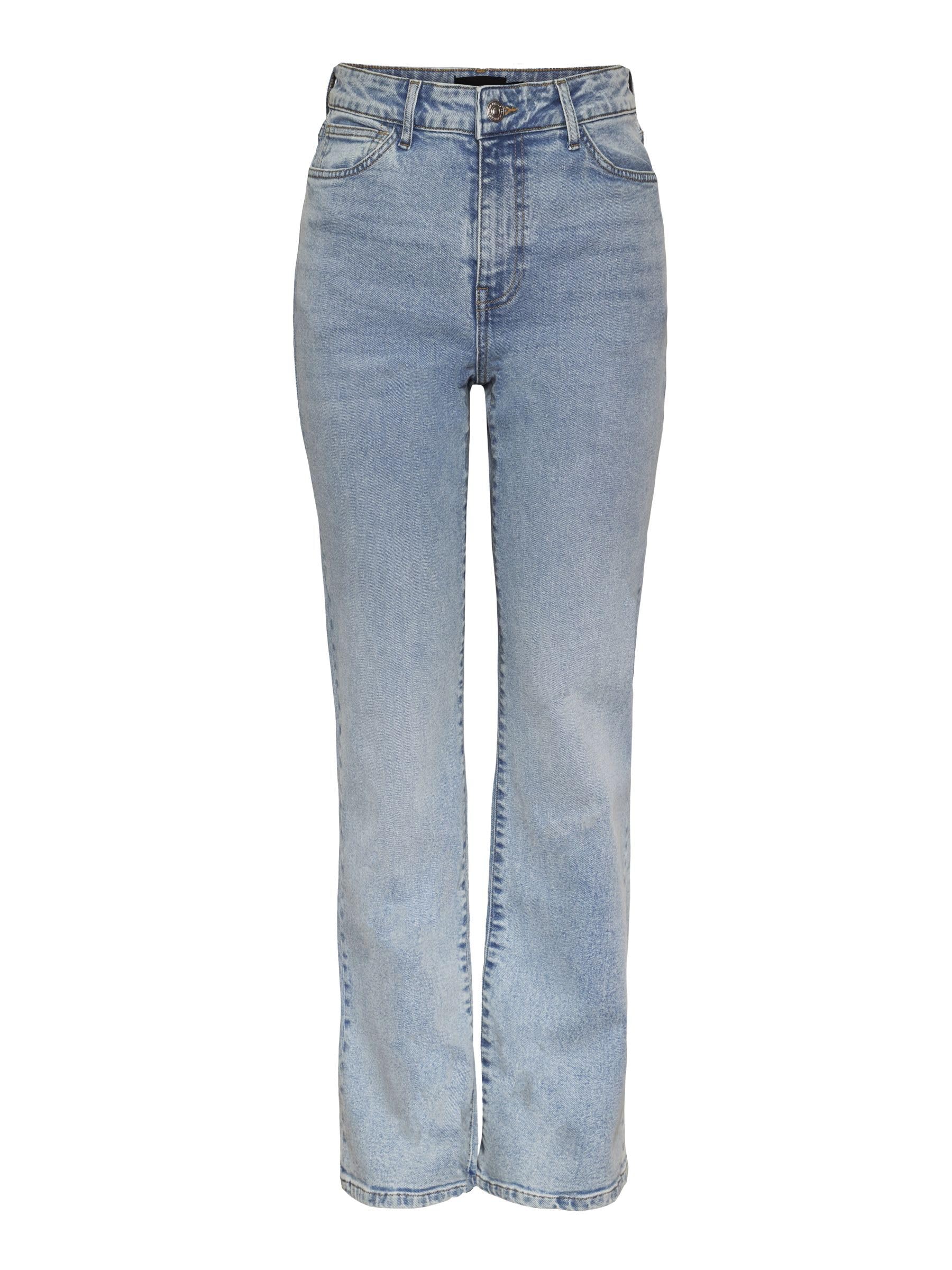 Pieces Pckelly HW Straight jeans donna blu denim