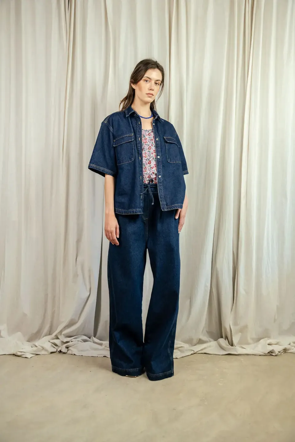 el.residu Elena 2 pantaloni blu cotone