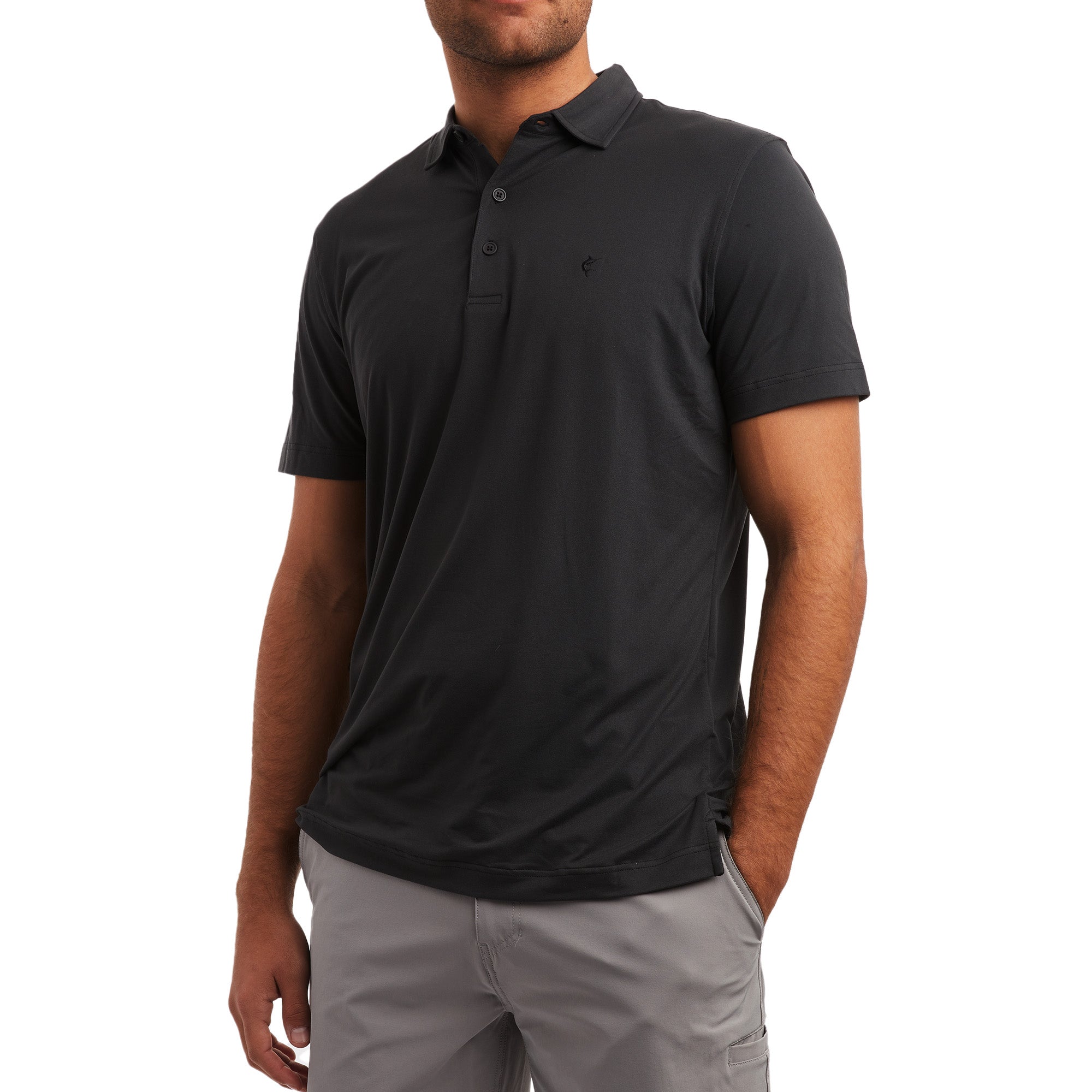 Pelagic Marco Polo Polo Uomo Nero Manica Corta Elasticizzata
