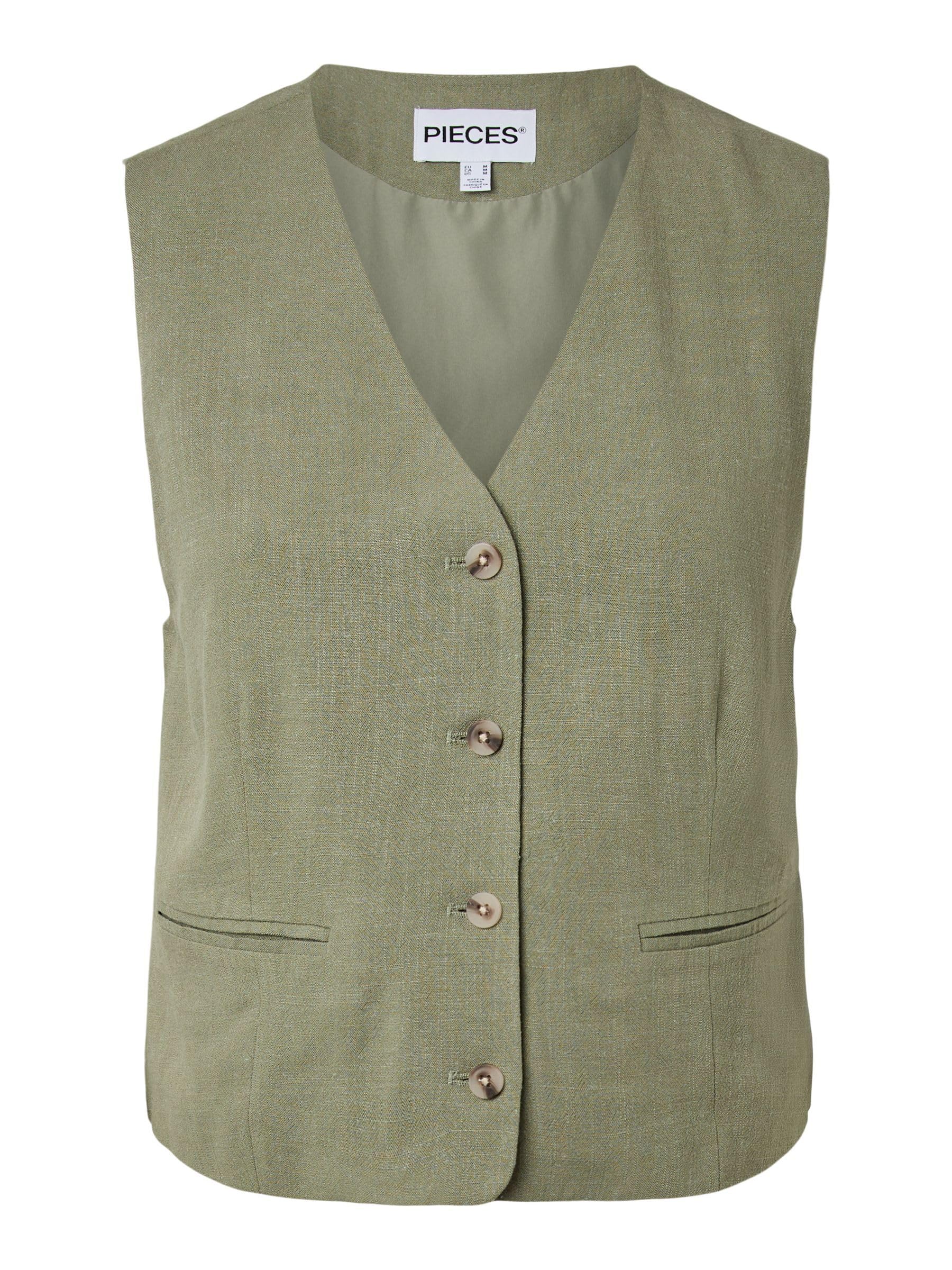 Pieces Pcvinsty gilet corto donna verde uso quotidiano