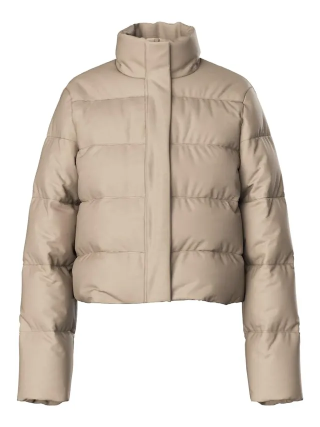 Pieces Pcbee Highneck Cropped Puffer giacca donna grigia M