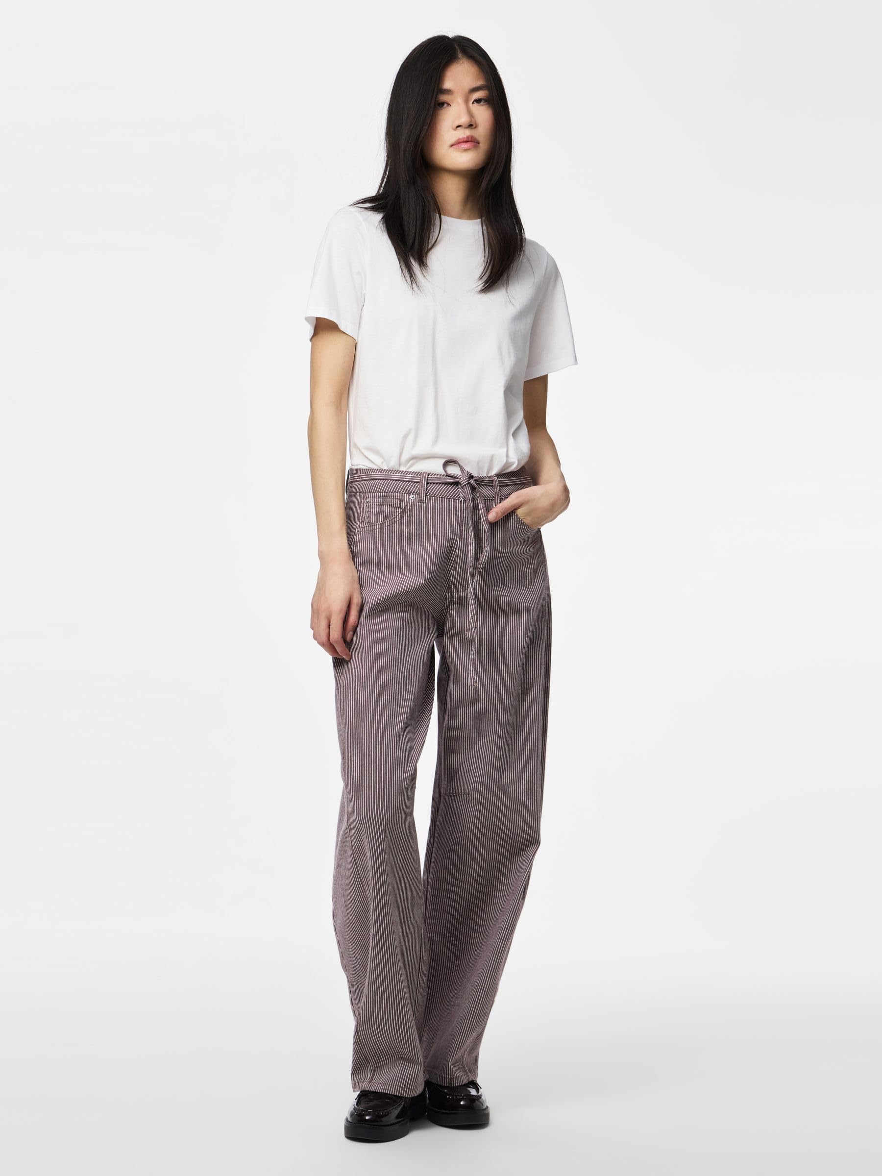 Pieces Pcbillo MW Tie Barrel jeans donna gamba barrel