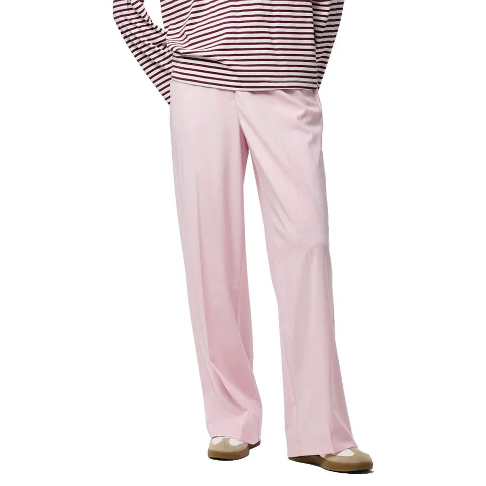 Pieces Rosa Wide pantaloni donna 2XL vita alta cotone