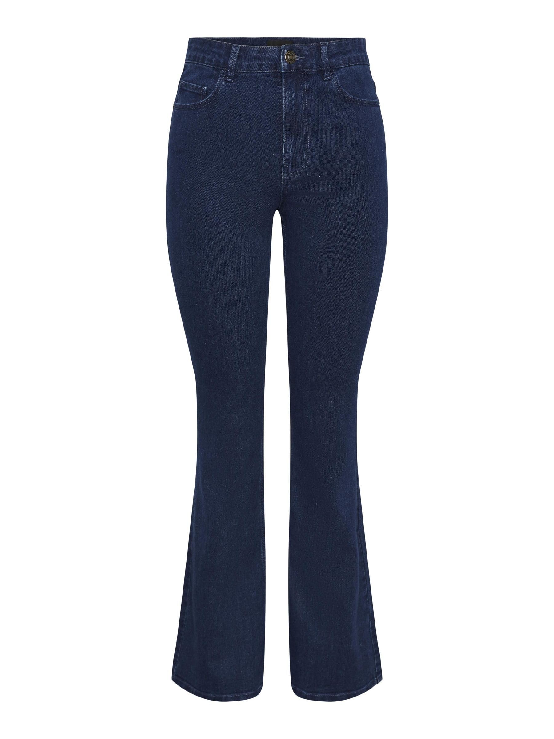 Pieces Pcpeggy Flared HW Jeans Db jeans donna XS svasati