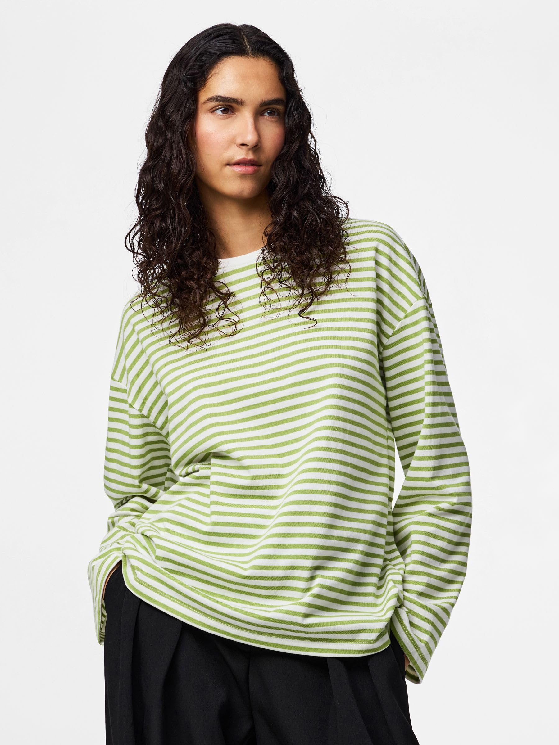 Pieces Sadie Long Sleeve T-Shirt XL maglia cotone oversize