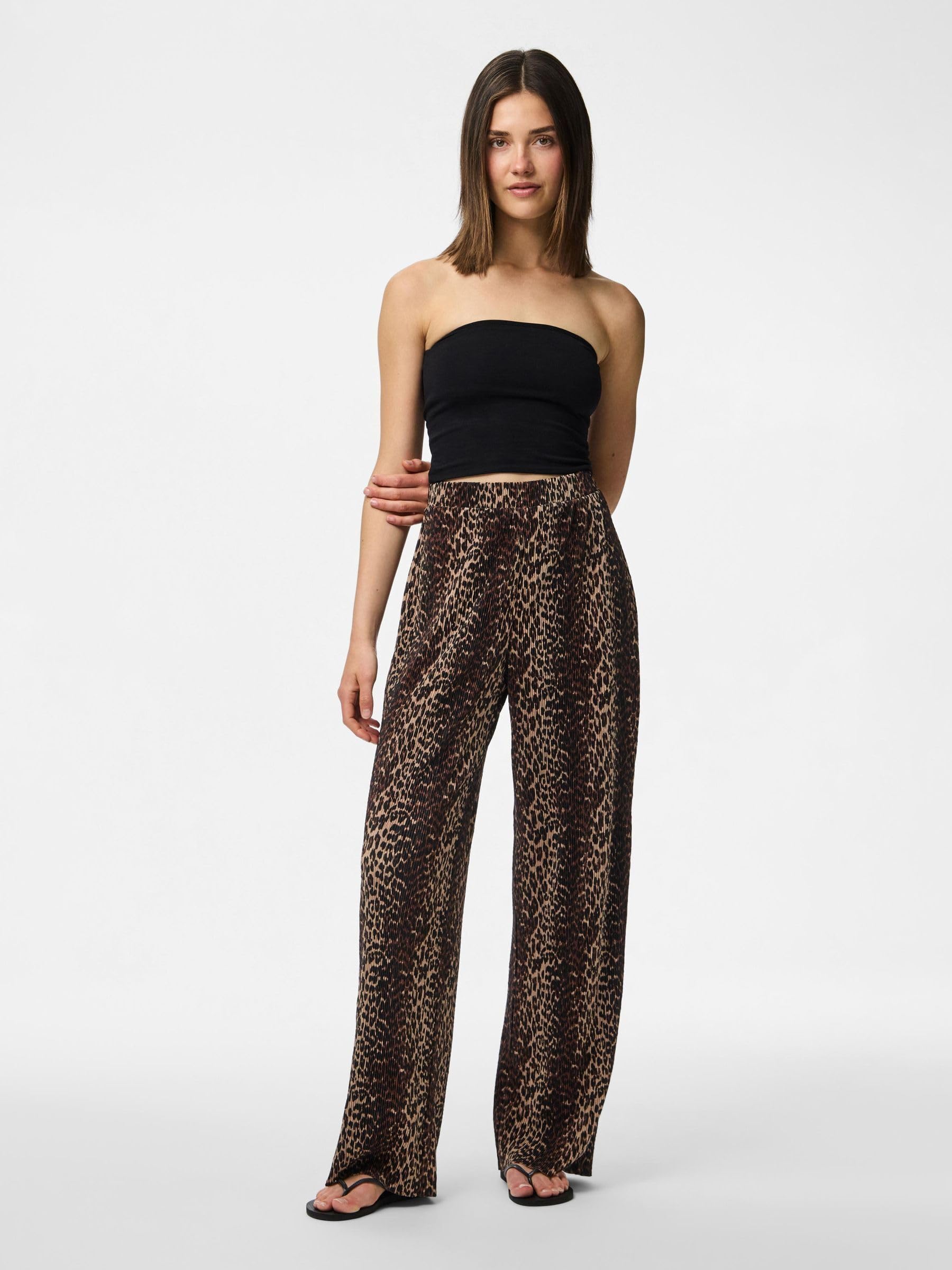Pieces Pcflora pantaloni larghi donna neri