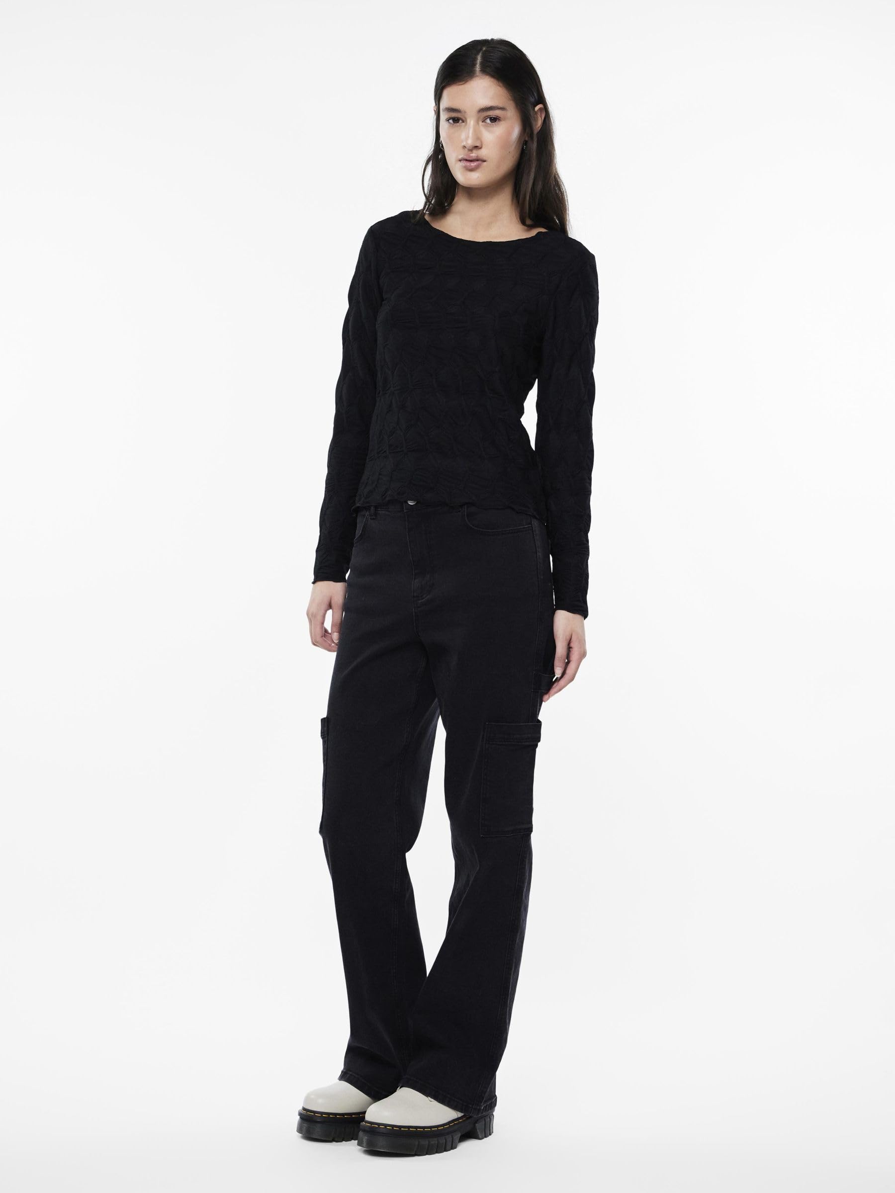 PIECES Pclola LS O-Neck Top blusa L manica lunga