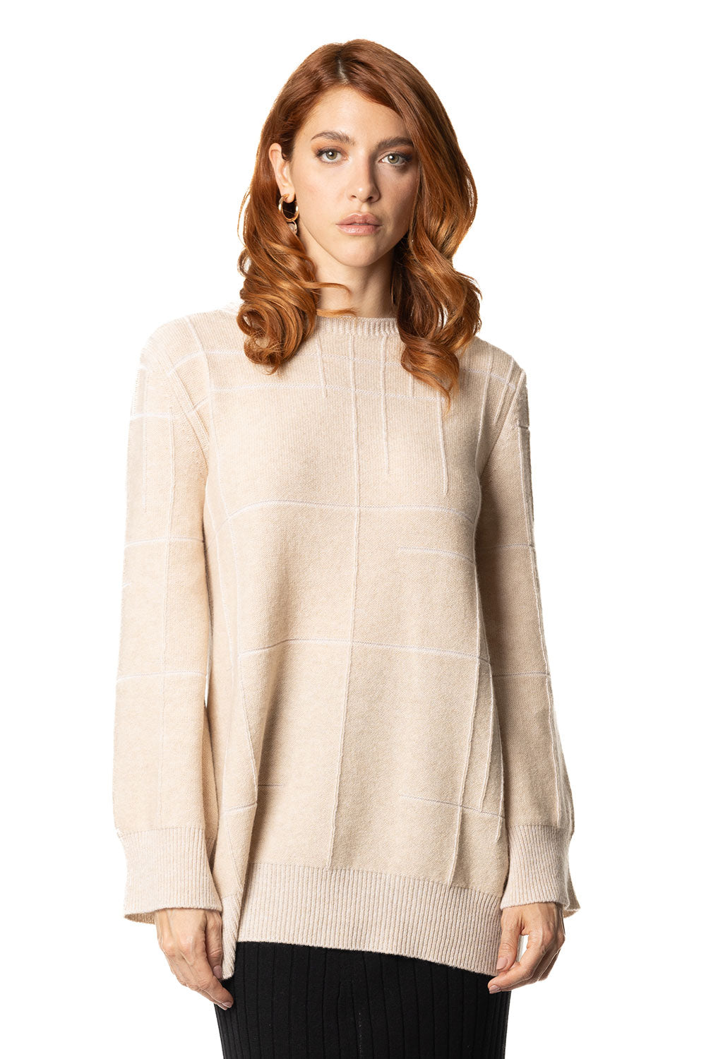 Vittoria Paci Maglione Collo Barca Cashmere Beige Donna