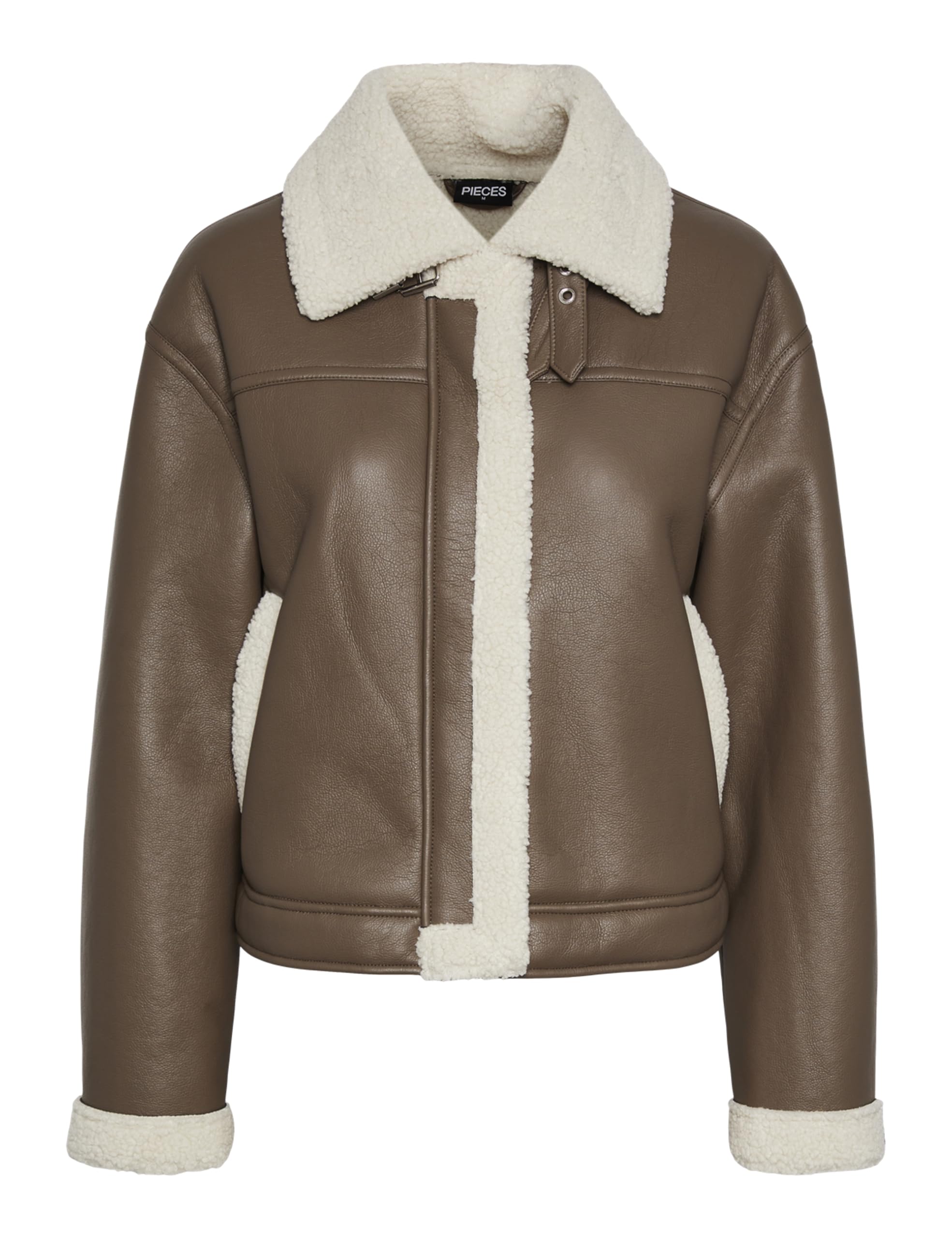 PIECES Pcjanelle giacca corta donna morel L con pelliccia