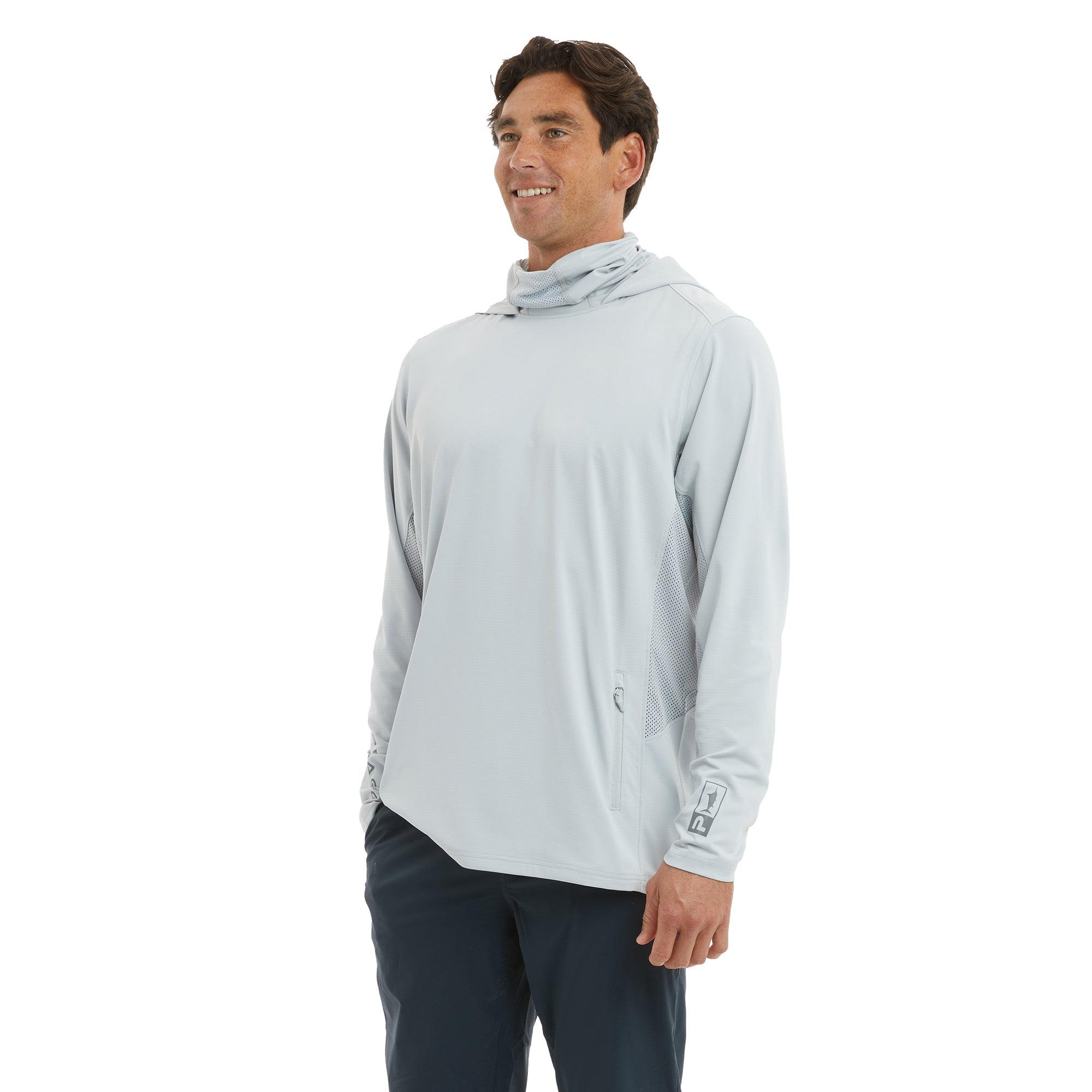 PELAGIC Exo-Tech felpa con cappuccio grigio chiaro UPF 50+