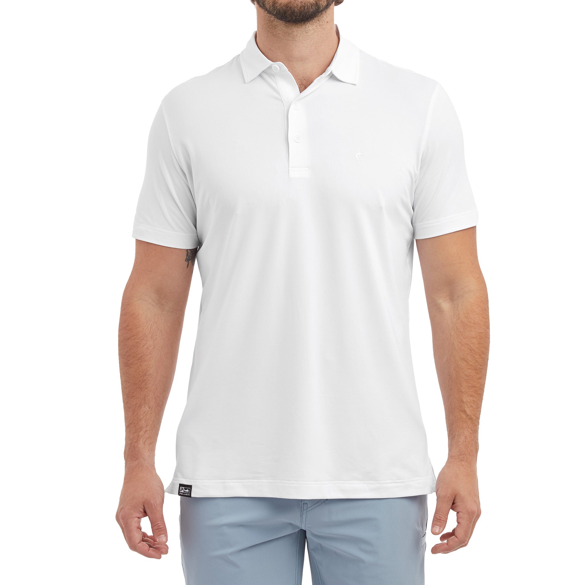 Pelagic Marco Polo Polo Uomo Bianco Manica Corta Elasticizzata