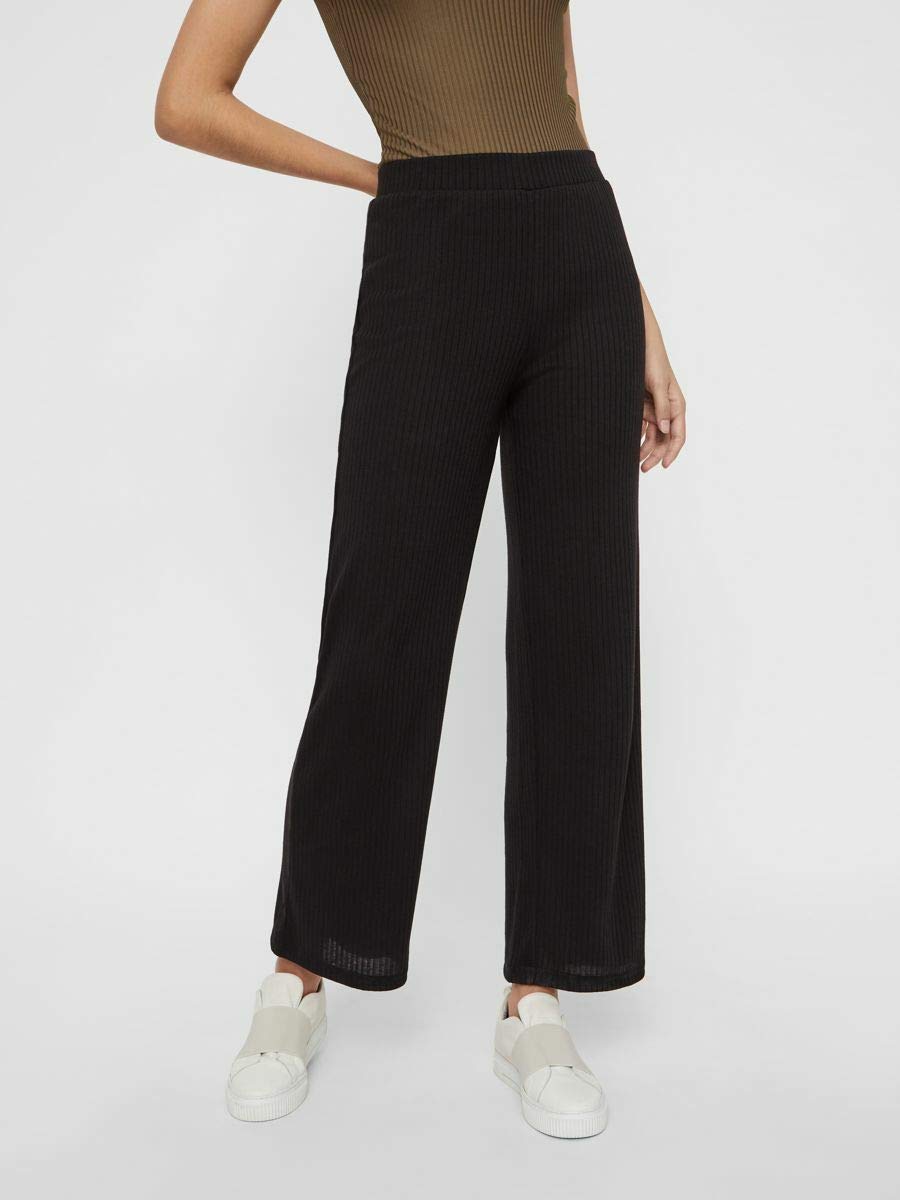 Pieces Pcmolly Noos pantaloni donna neri S a costine