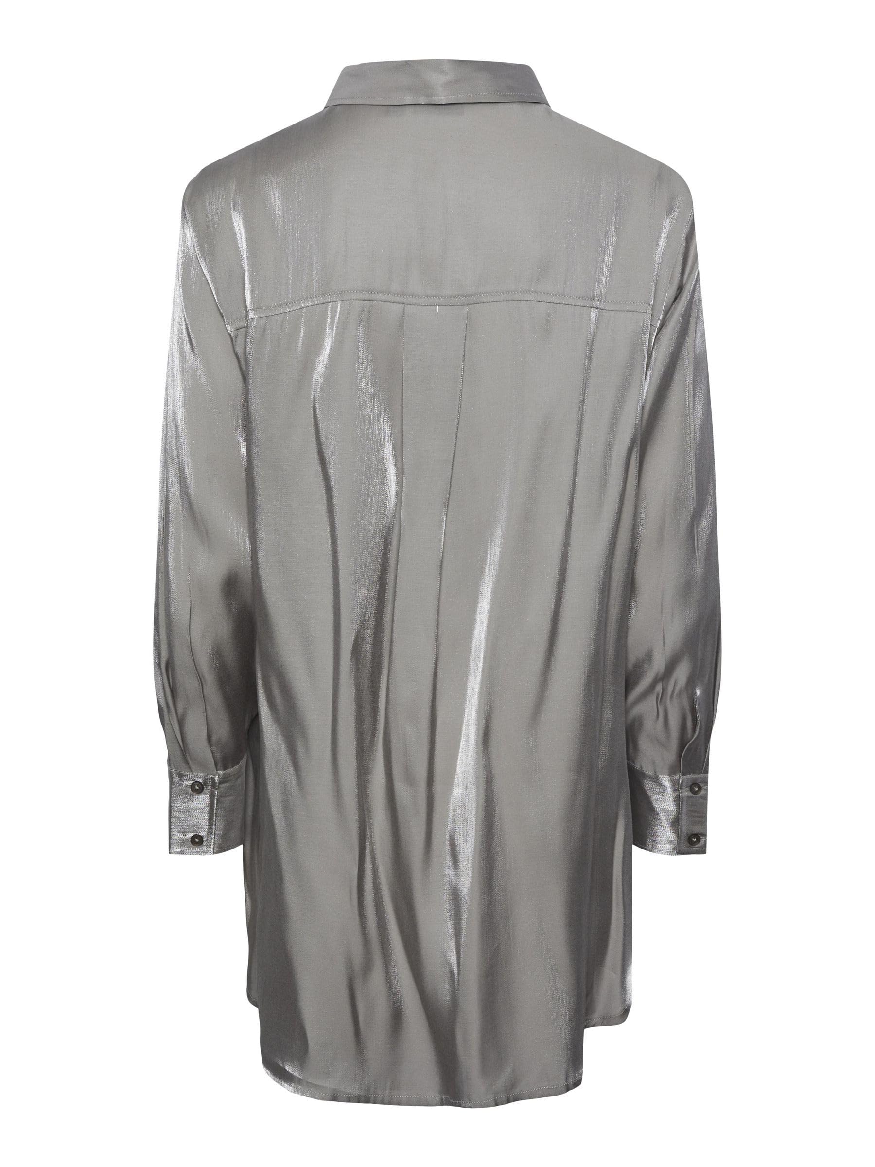 Pieces camicia cangiante argento tasca petto