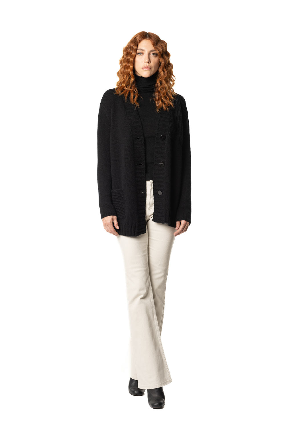 Vittoria Paci cardigan cashmere donna nero asimmetrico