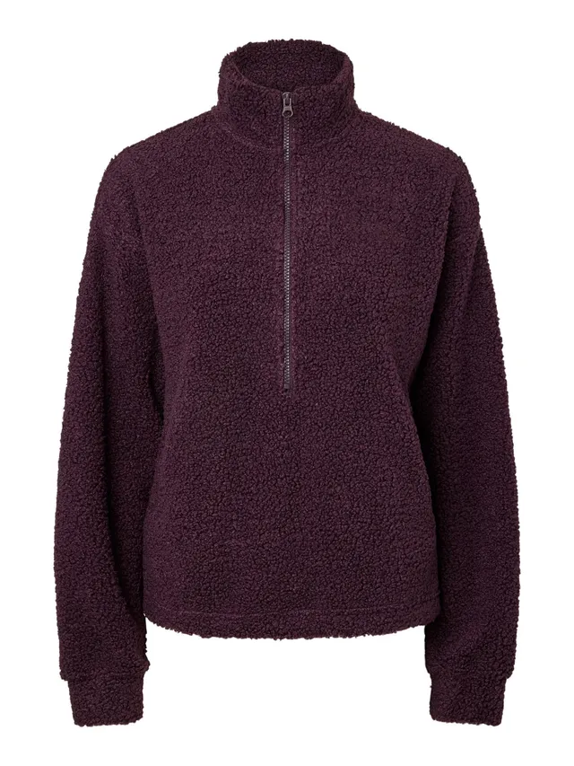 Pieces Pckatty Teddy Half Zip giacca donna mezza zip teddy