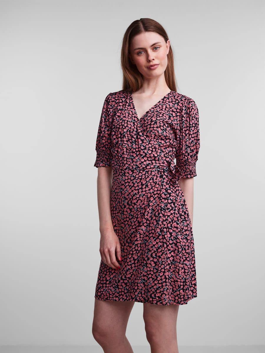 Pieces vestito donna rosa fragola a fiori