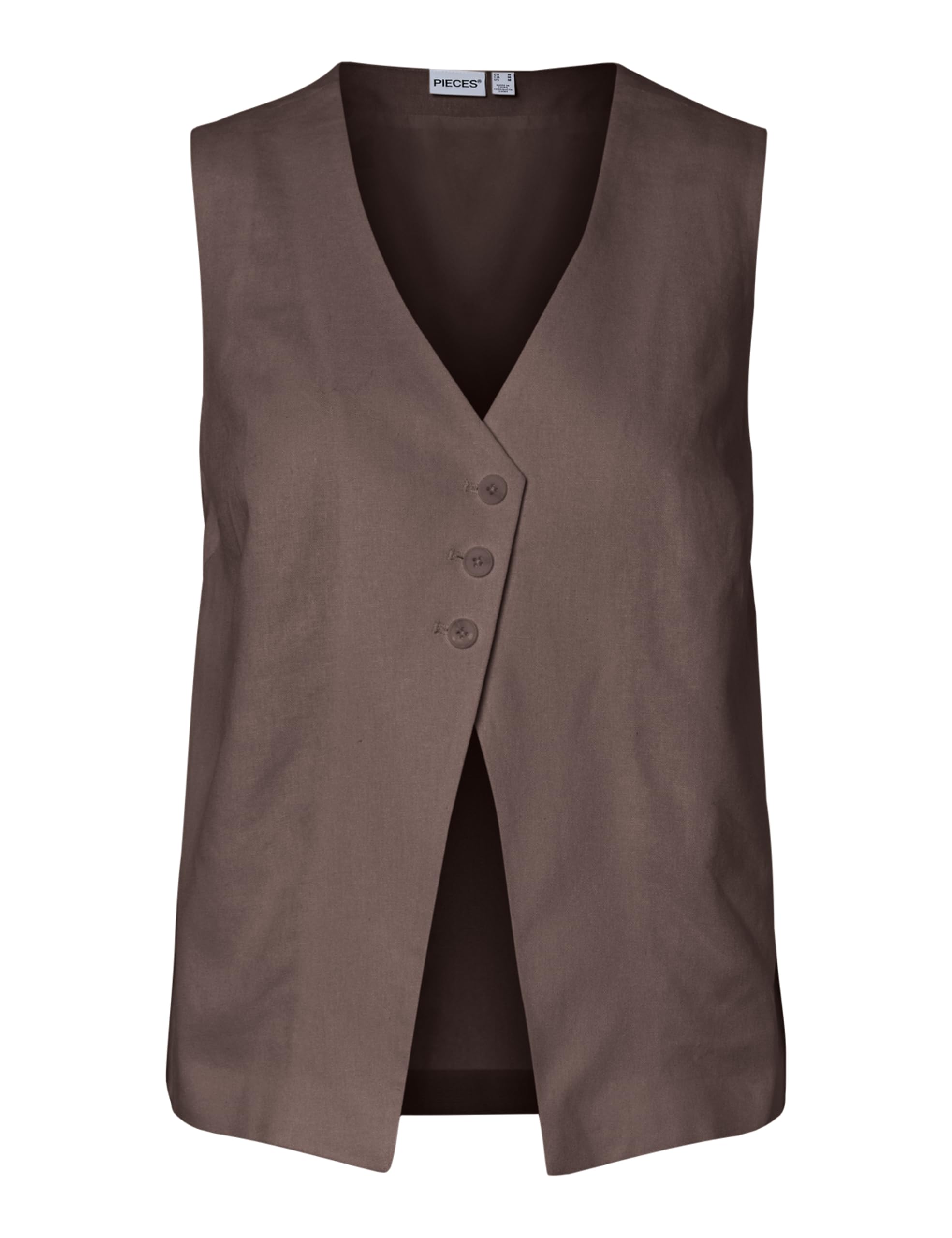 Pieces Pcawace Neck Vest gilet donna lino scollo a V