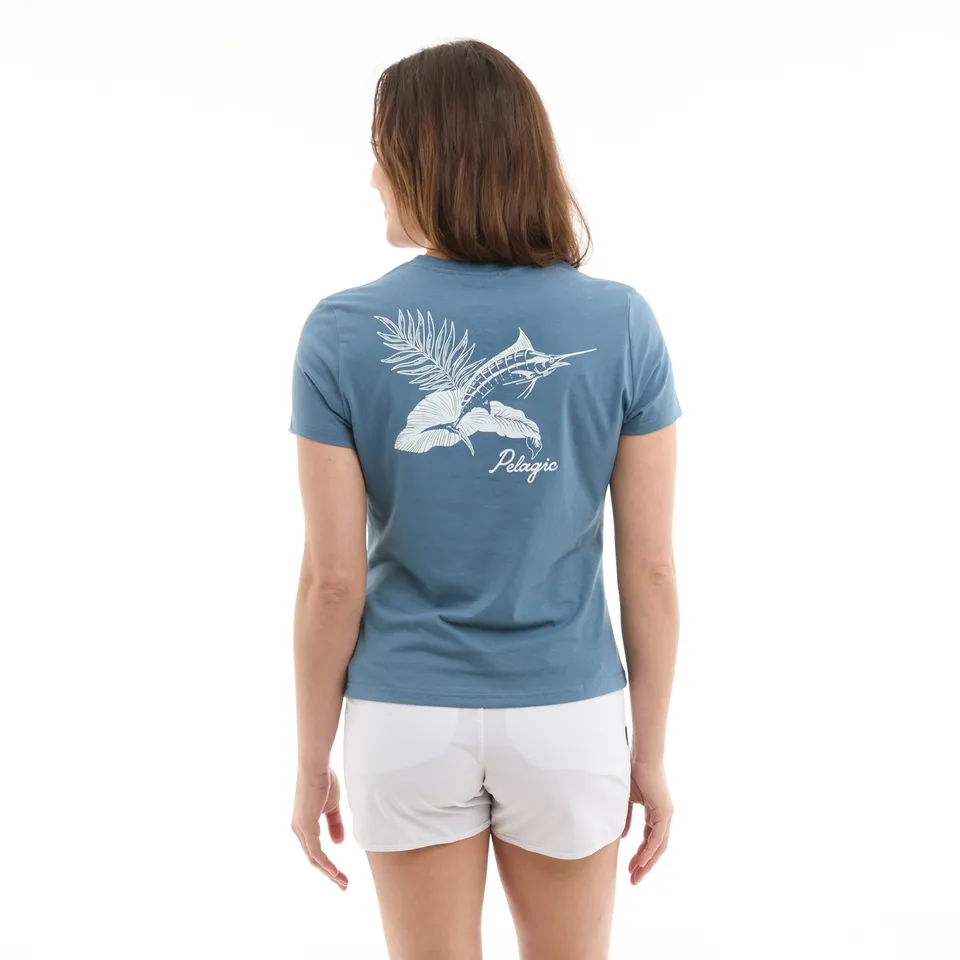 Pelagic Tropic Marlin T-Shirt Donna Petrol misto cotone