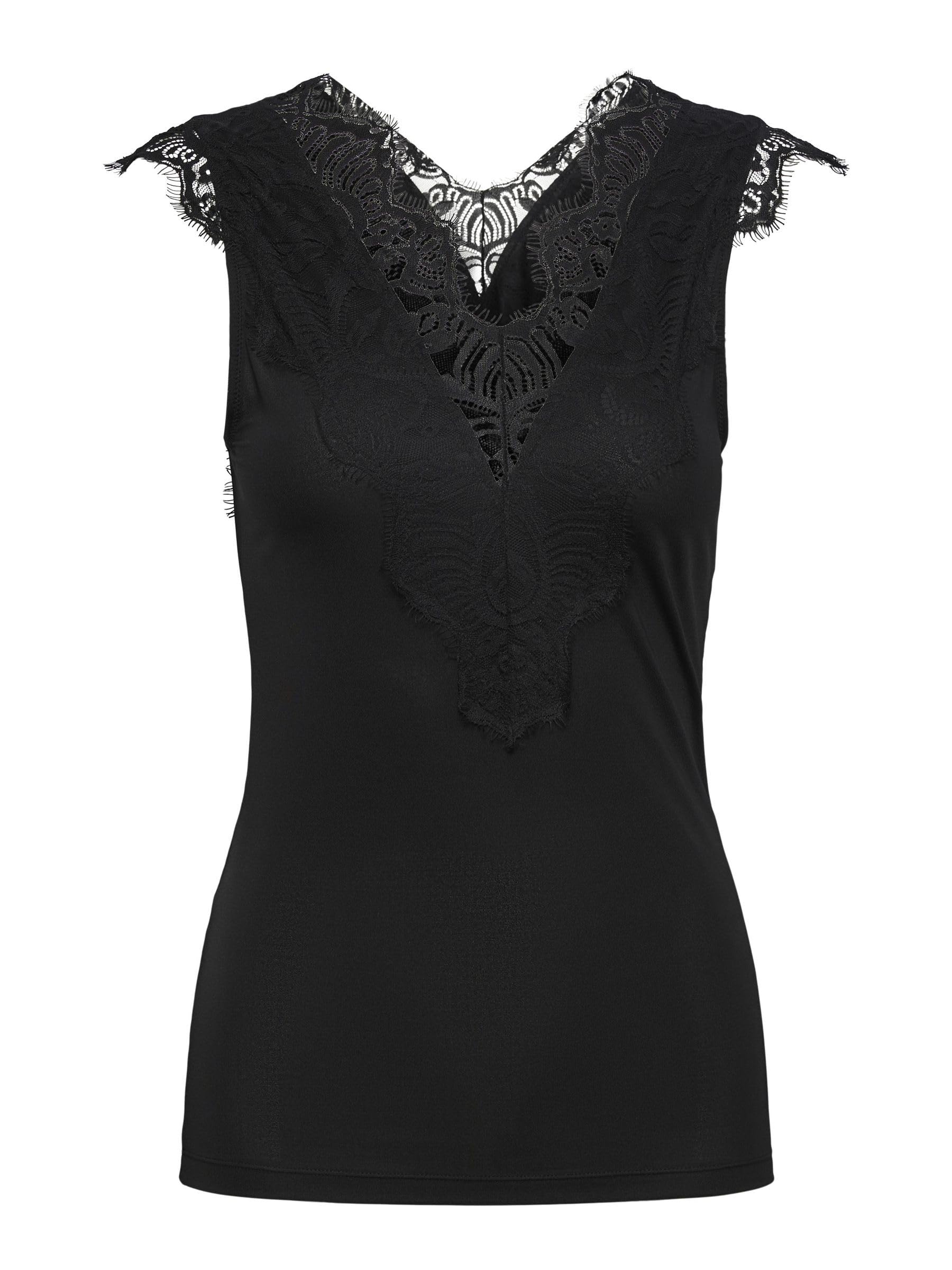 Pieces Pcilu SL Top canotta donna pizzo scollo a V